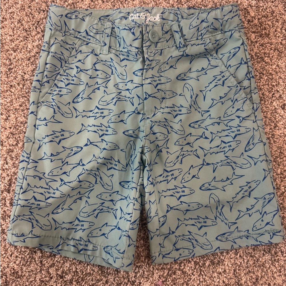 Cat & Jack Aqua Shark Patterned Shorts